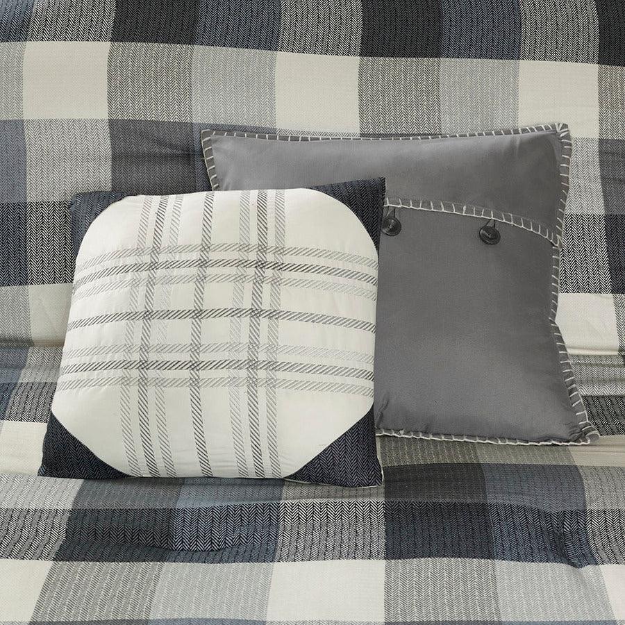 Olliix.com Comforters & Blankets - Ridge 7 Piece Herringbone 36 " W Comforter Set Gray King