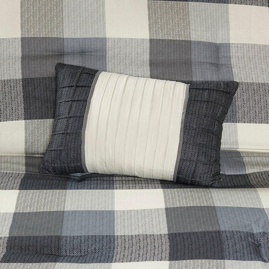Olliix.com Comforters & Blankets - Ridge Coastal 7 Piece Herringbone Comforter Set Gray Cal King