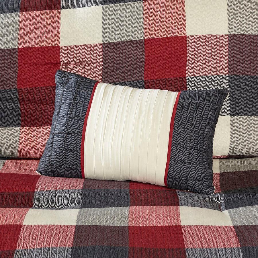 Olliix.com Comforters & Blankets - Ridge Coastal 7 Piece Herringbone Comforter Set Red Queen