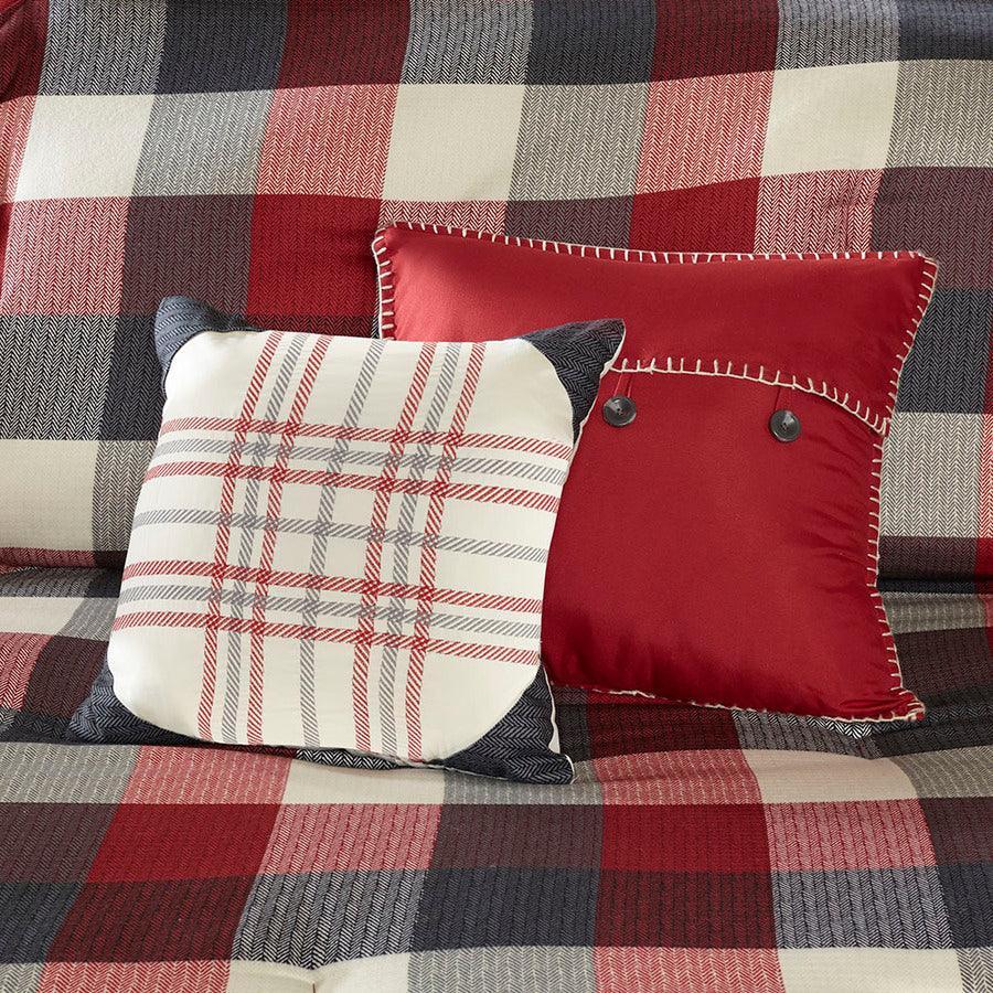 Olliix.com Comforters & Blankets - Ridge Coastal 7 Piece Herringbone Comforter Set Red Queen
