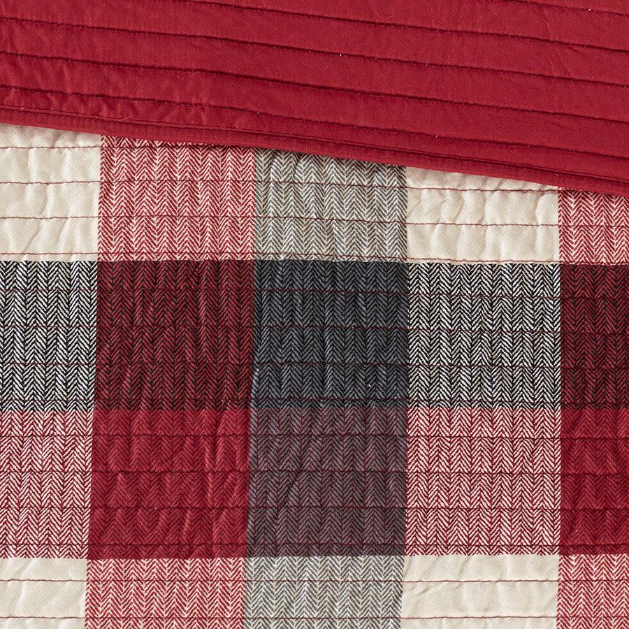 Olliix.com Comforters & Blankets - Ridge King/California King 6 Piece Reversible Herringbone Coverlet Set Red