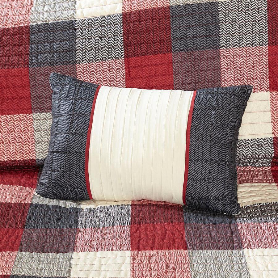 Olliix.com Comforters & Blankets - Ridge King/California King 6 Piece Reversible Herringbone Coverlet Set Red