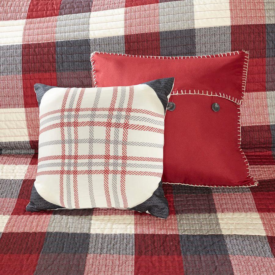Olliix.com Comforters & Blankets - Ridge King/California King 6 Piece Reversible Herringbone Coverlet Set Red