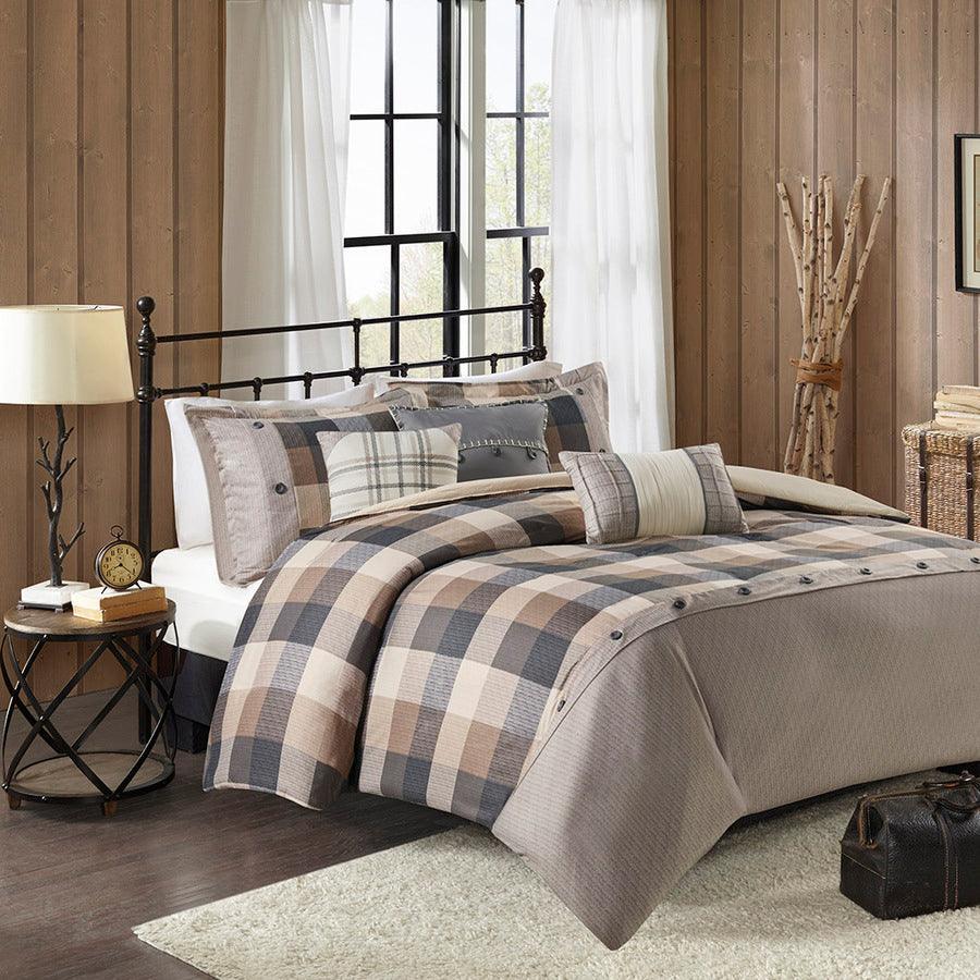 Olliix.com Duvet & Duvet Sets - Ridge Lodge/Cabin 6 Piece Herringbone Duvet Cover Set Full/Queen Neutral