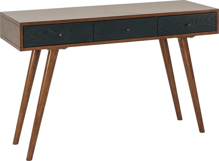 Olliix.com Desks - Rigby 3 Drawer Writing Desk Pecan & Blue