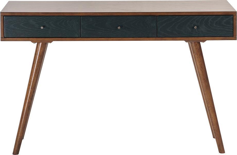 Olliix.com Desks - Rigby 3 Drawer Writing Desk Pecan & Blue