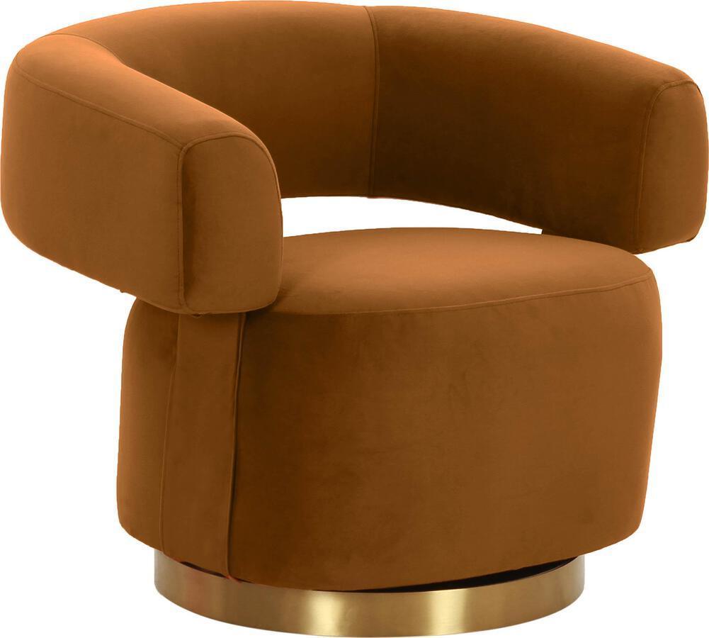 Tov Furniture Accent Chairs - River Cognac Velvet Accent Chair