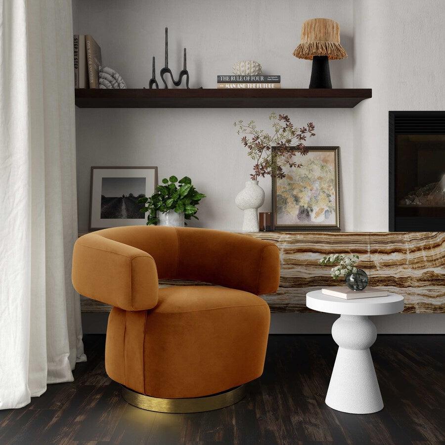 Tov Furniture Accent Chairs - River Cognac Velvet Accent Chair