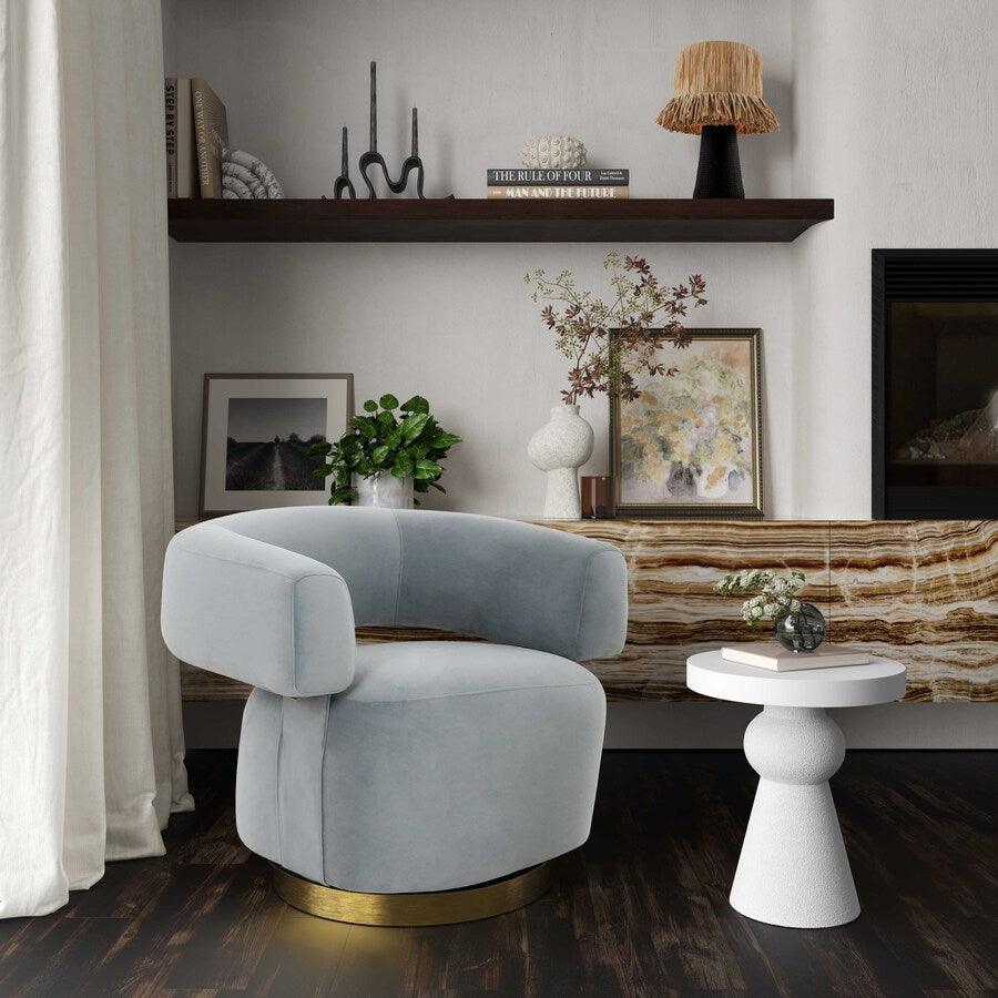 Tov Furniture Accent Chairs - River Steel Grey Velvet Accent Chair