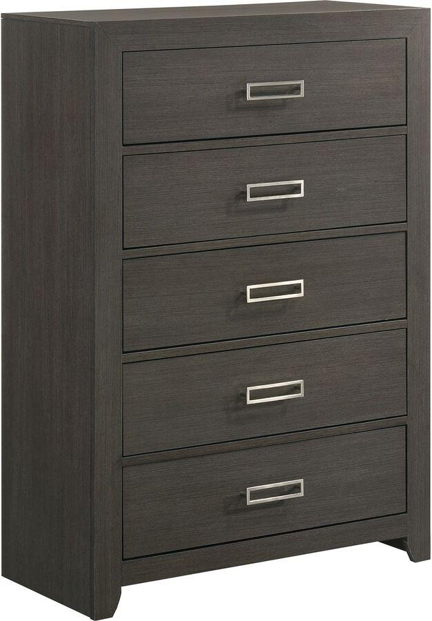 Elements Chest of Drawers - Roma 5-Drawer Chest in Grey Grey