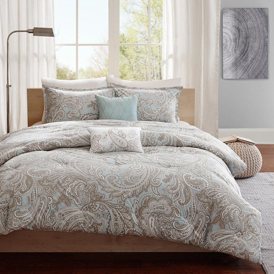 Olliix.com Comforters & Blankets - Ronan King/California King 5 Piece Cotton Comforter Set Blue