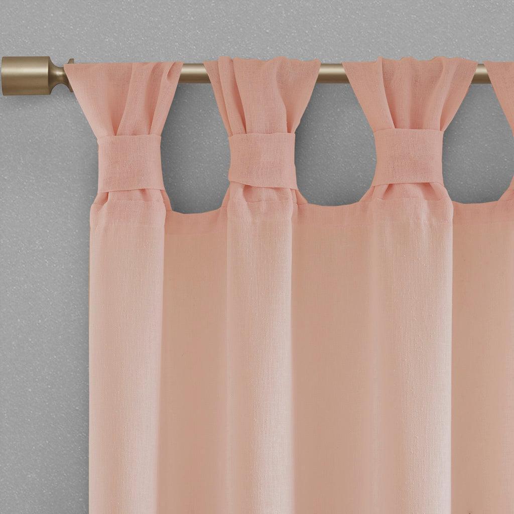 Olliix.com Curtains - Rosette 63 H Floral Embellished Cuff Tab Top Solid Window Panel Blush