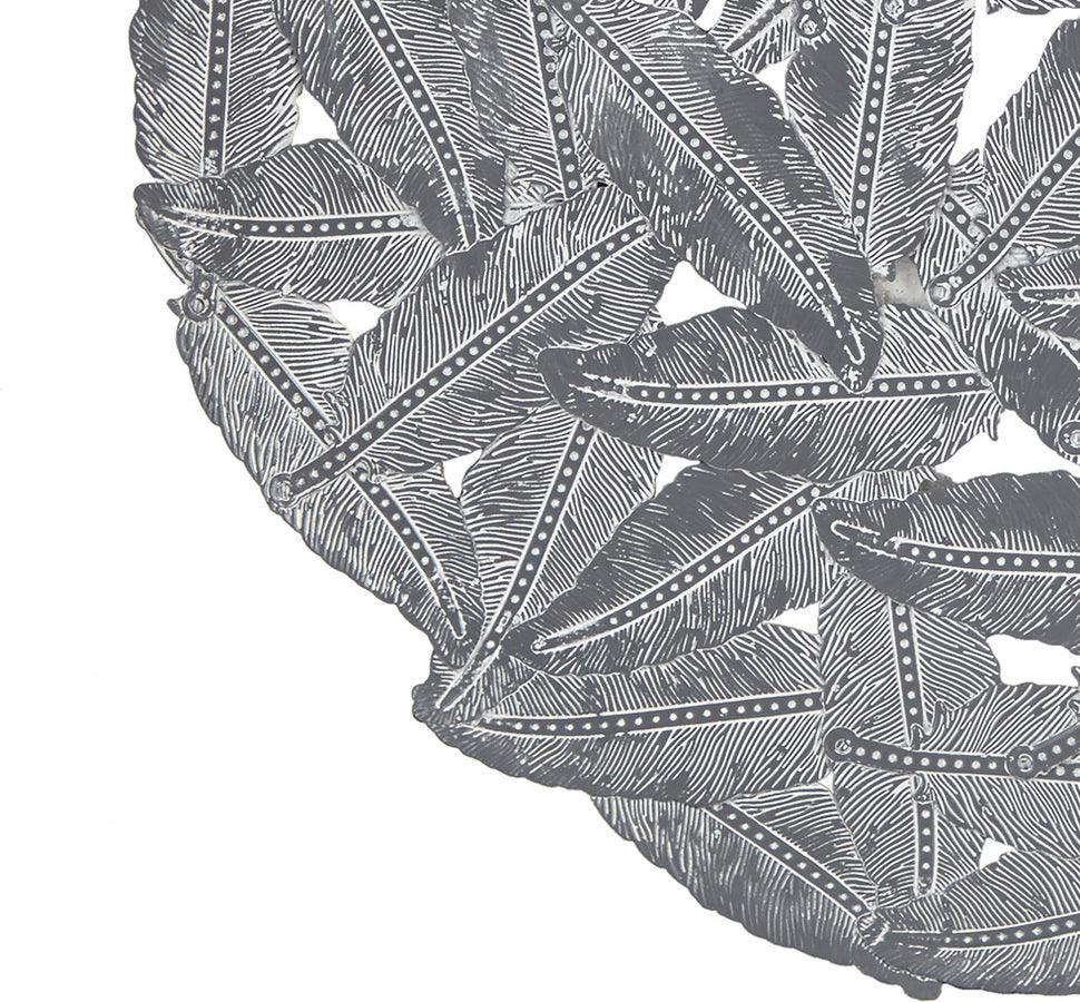 Olliix.com Wall Art - Rossi Feather Painted Iron Round Wall D?©cor 3 Piece Set Grey