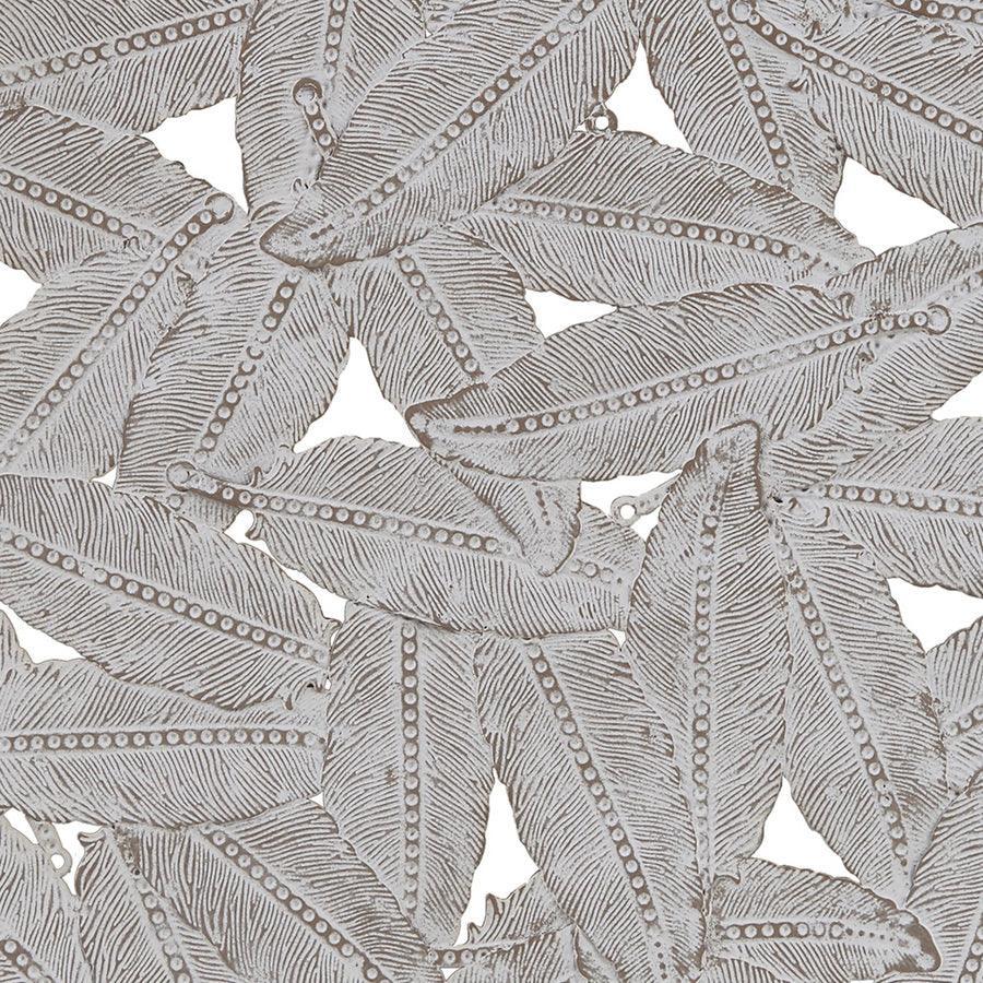 Olliix.com Wall Art - Rossi Feather Painted Iron Round Wall D?©cor 3 Piece Set Grey