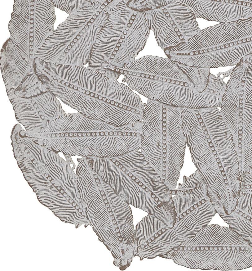 Olliix.com Wall Art - Rossi Feather Painted Iron Round Wall D?©cor 3 Piece Set Grey
