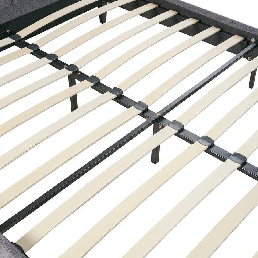 Olliix.com Beds - Rowen Quilted Upholestered 80.7" Width Platform Bed Charcoal