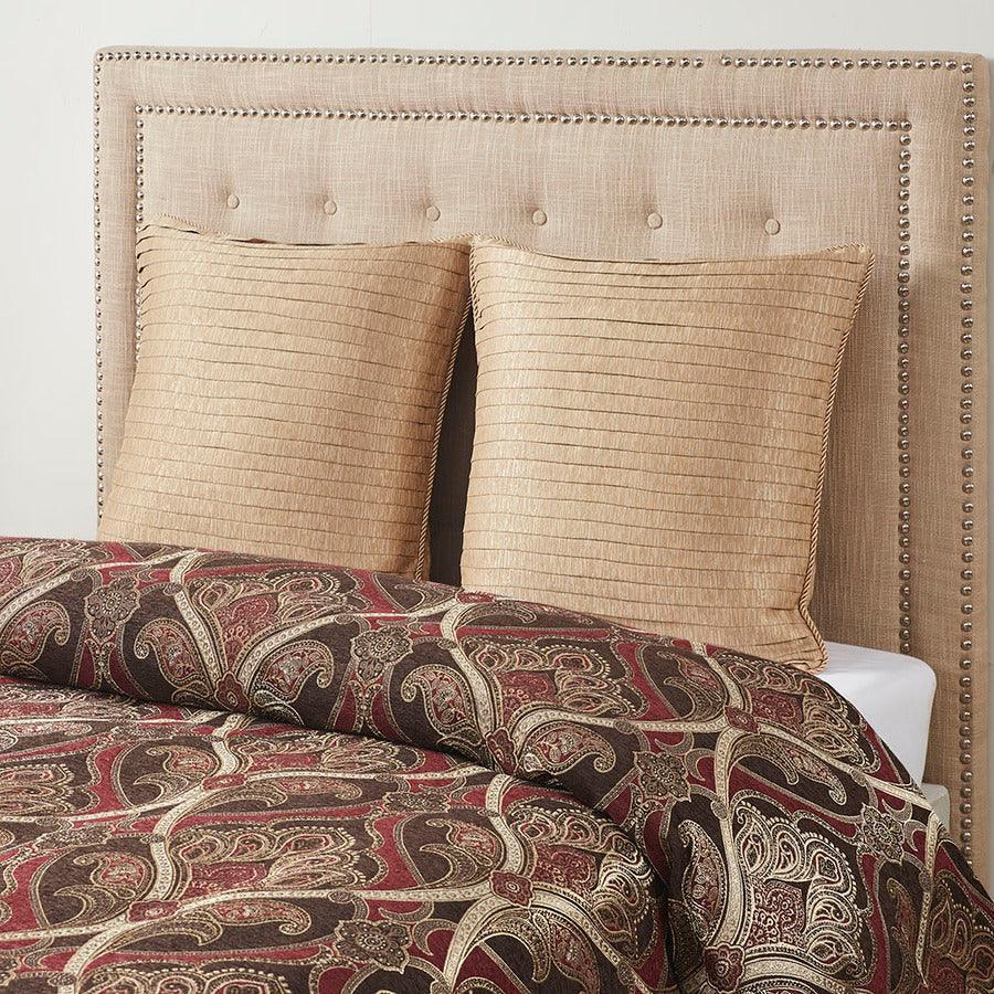 Olliix.com Comforters & Blankets - Royale Jacquard Comforter Set With Euro Shams And Dec Pillows Red King