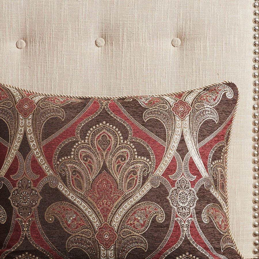 Olliix.com Comforters & Blankets - Royale Jacquard Comforter Set With Euro Shams And Dec Pillows Red King