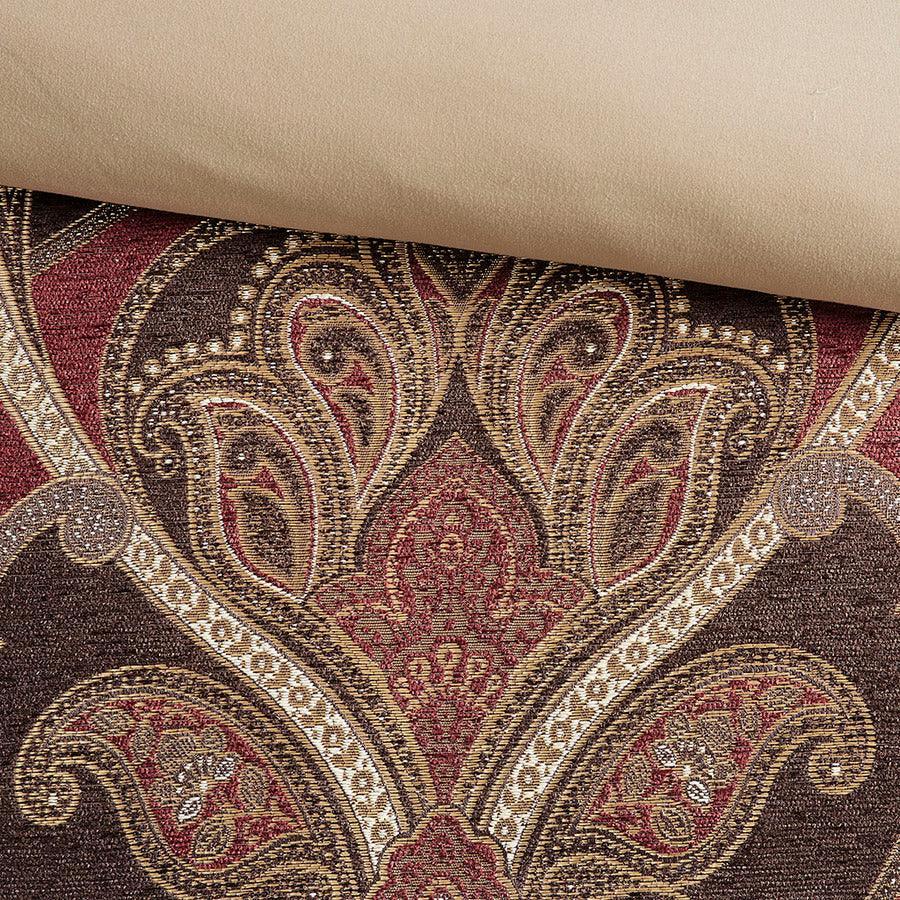 Olliix.com Comforters & Blankets - Royale Jacquard Comforter Set With Euro Shams And Dec Pillows Red King