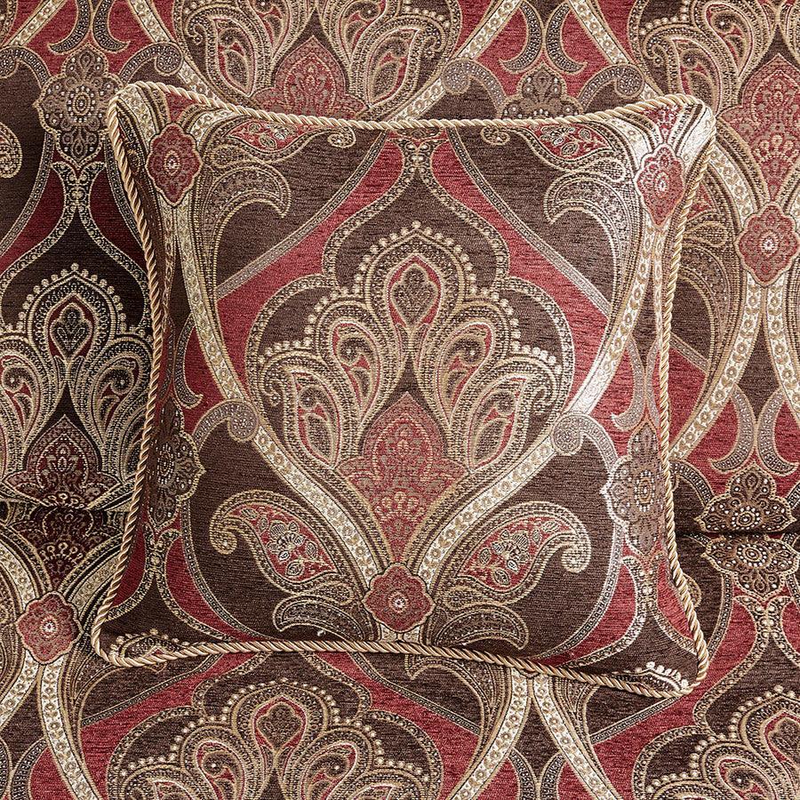 Olliix.com Comforters & Blankets - Royale Jacquard Comforter Set With Euro Shams And Dec Pillows Red King