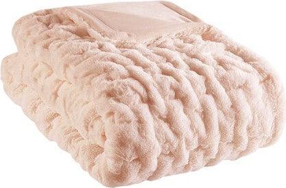 Olliix.com Pillows & Throws - Ruched Fur Throw Blush