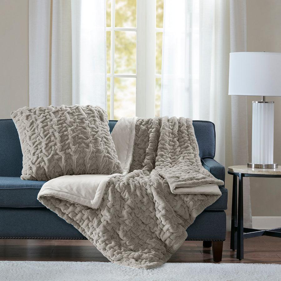 Faux Fur Ruched Throw Pillow