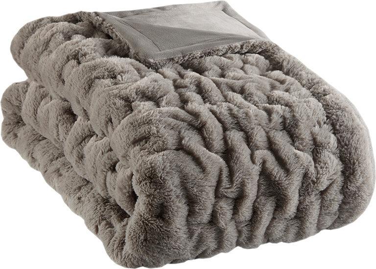 Olliix.com Pillows & Throws - Ruched Modern/Contemporary Fur Throw 50"W x 60"L Lavender