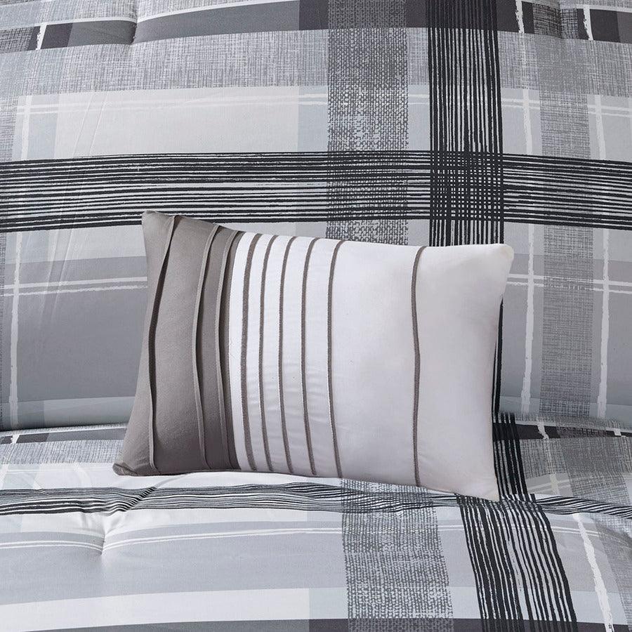 Olliix.com Comforters & Blankets - Rudy Casual Plaid Comforter Set Black Twin/Twin XL