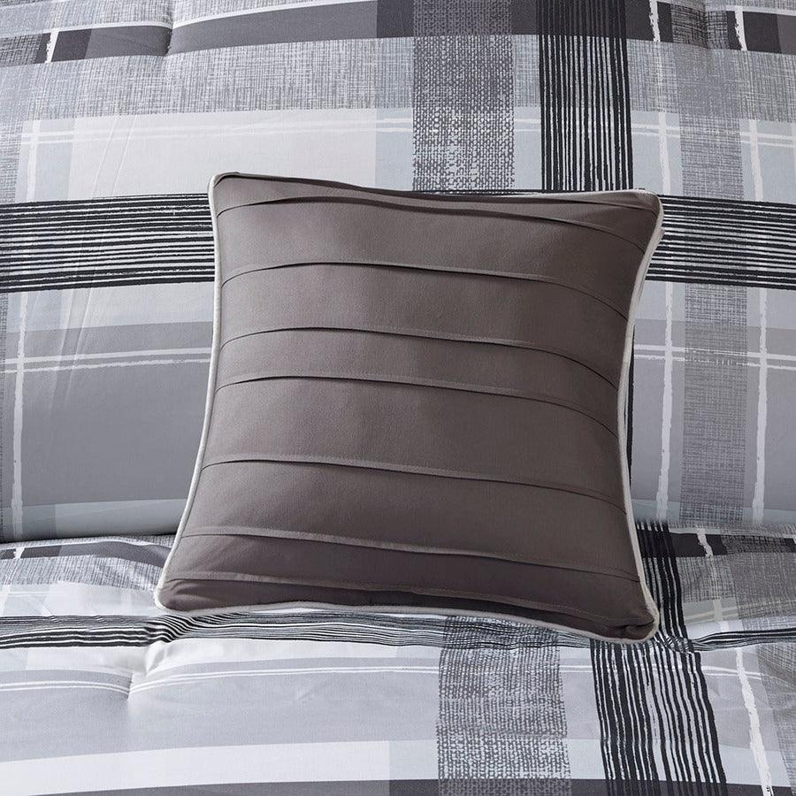 Olliix.com Comforters & Blankets - Rudy Casual Plaid Comforter Set Black Twin/Twin XL