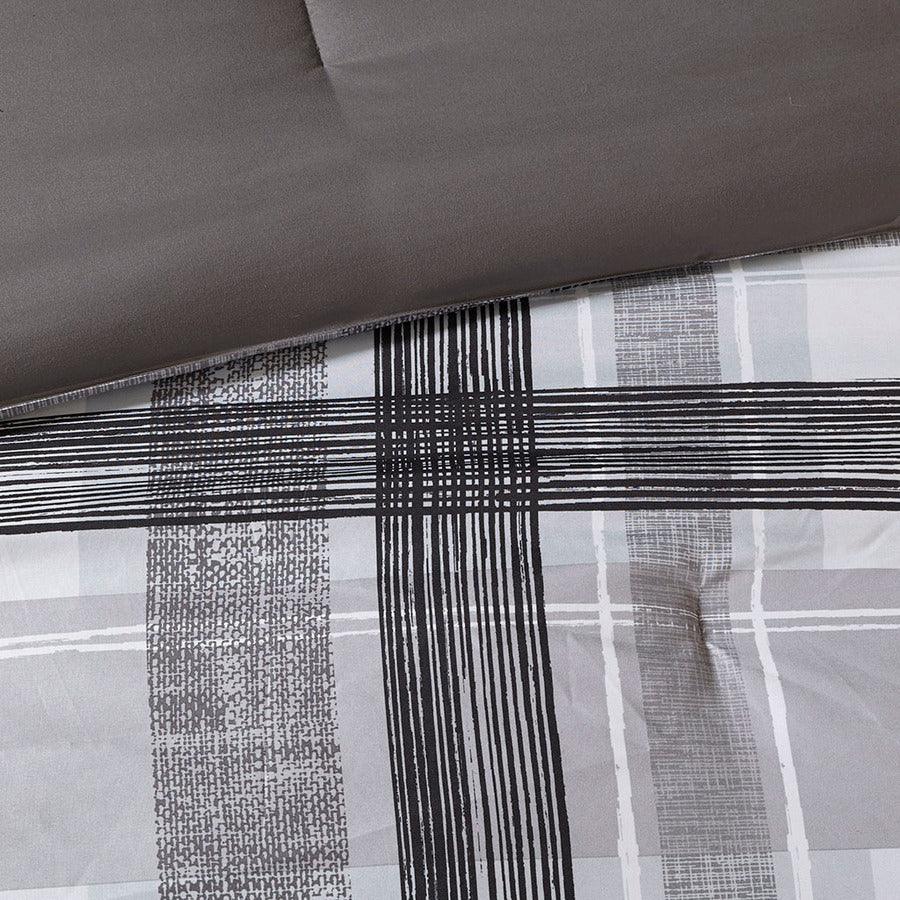 Olliix.com Comforters & Blankets - Rudy Casual Plaid Comforter Set Black Twin/Twin XL