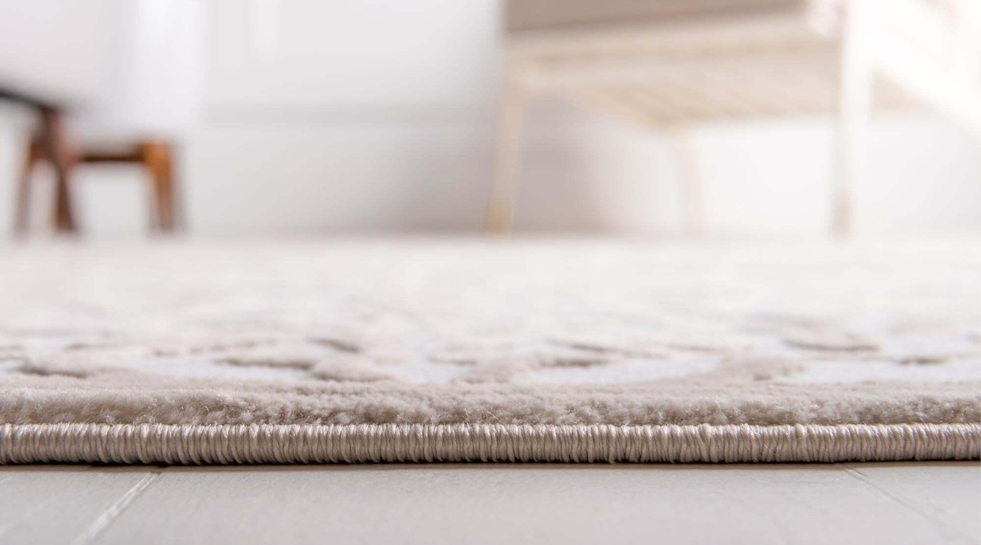 Unique Loom Indoor Rugs - Rushmore Border 8x11 Rug White & Tan