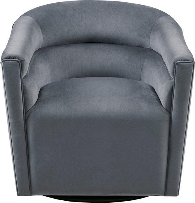 Olliix.com Accent Chairs - Ryker Upholstered Barrel 360 Degree Swivel Chair Gray
