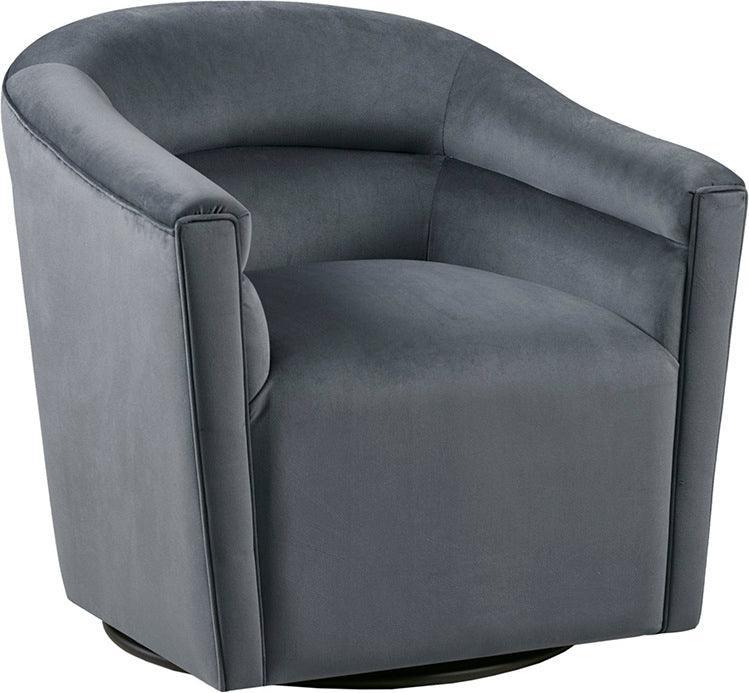 Olliix.com Accent Chairs - Ryker Upholstered Barrel 360 Degree Swivel Chair Gray