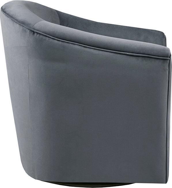 Olliix.com Accent Chairs - Ryker Upholstered Barrel 360 Degree Swivel Chair Gray