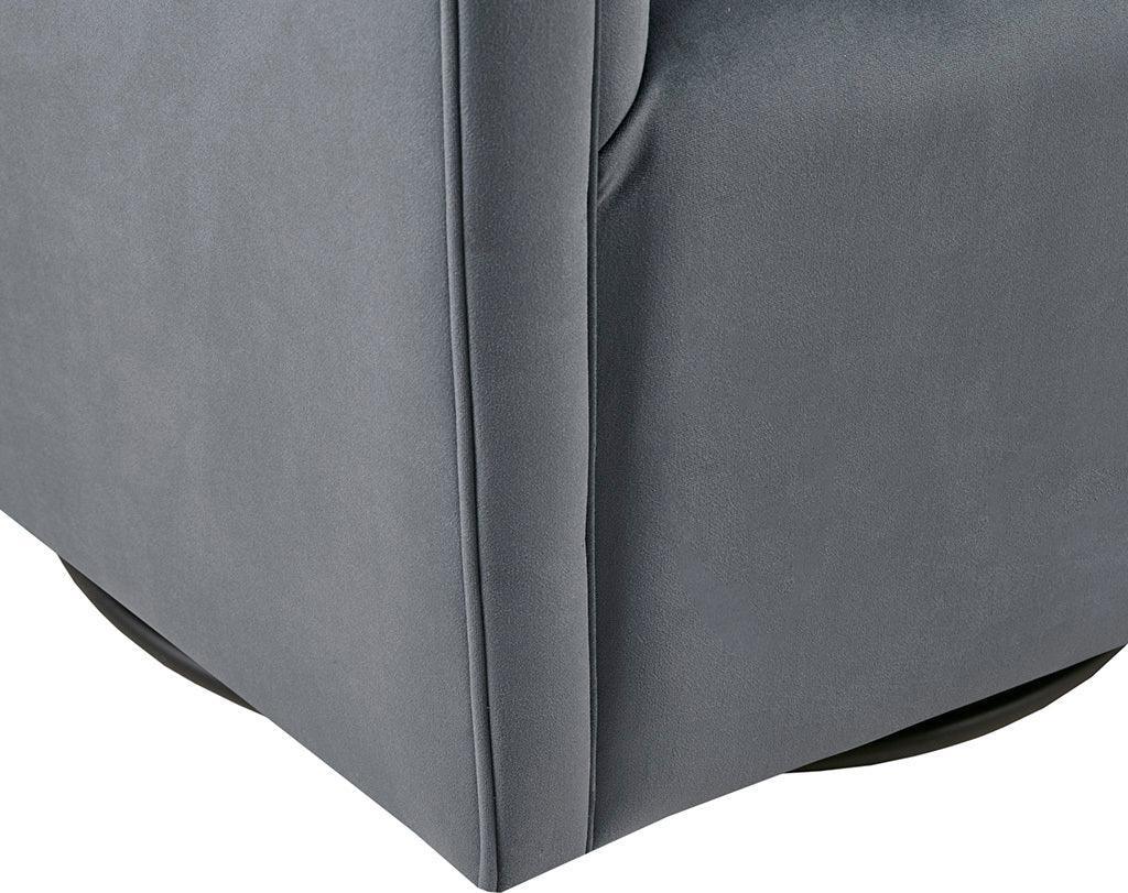 Olliix.com Accent Chairs - Ryker Upholstered Barrel 360 Degree Swivel Chair Gray