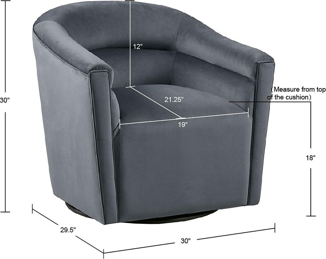 Olliix.com Accent Chairs - Ryker Upholstered Barrel 360 Degree Swivel Chair Gray
