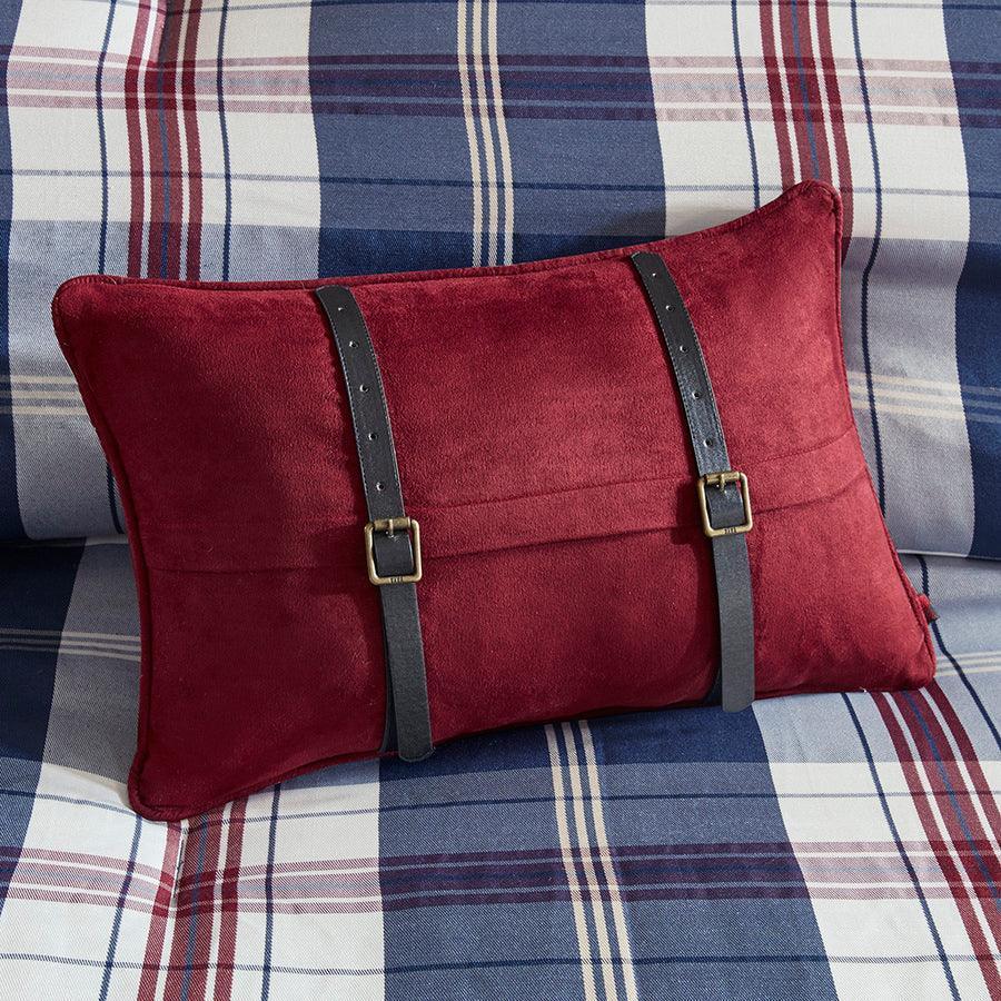 Olliix.com Comforters & Blankets - Ryland Transitional Oversized Plaid Print Comforter Set Blue King/Cal King