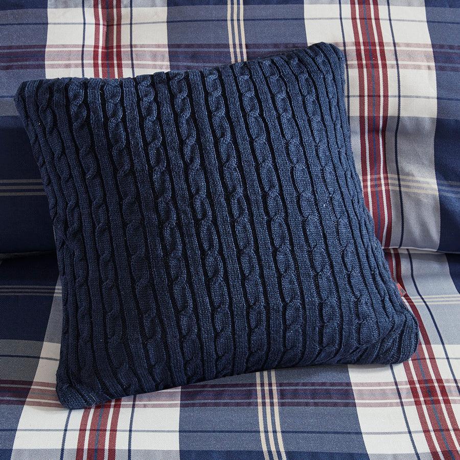 Olliix.com Comforters & Blankets - Ryland Transitional Oversized Plaid Print Comforter Set Blue King/Cal King