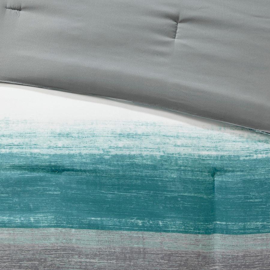 Olliix.com Comforters & Blankets - Saben 26 " W Complete Comforter and Cotton Sheet Set Aqua Queen