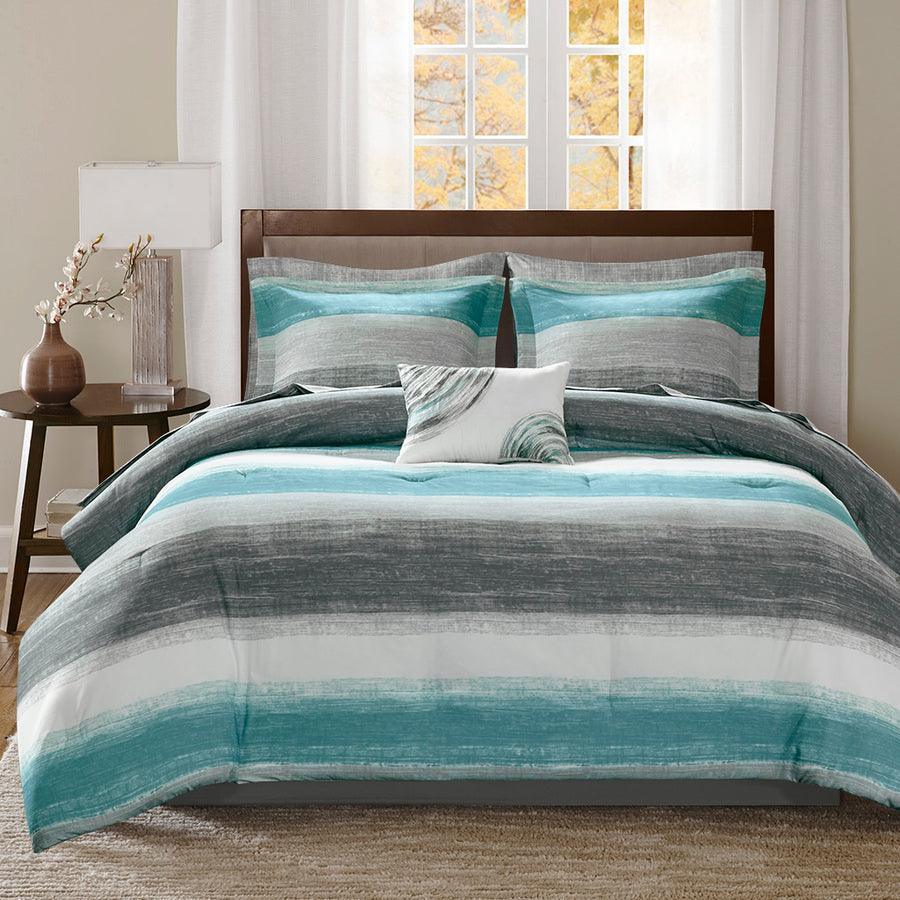 Olliix.com Comforters & Blankets - Saben Complete Comforter and Cotton Sheet Set Aqua Full