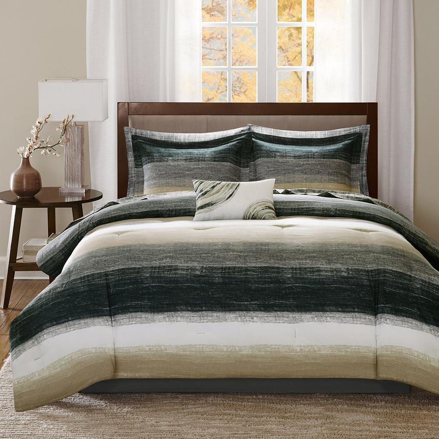 Olliix.com Comforters & Blankets - Saben Full Complete Transitional Comforter and Cotton Sheet Set Taupe