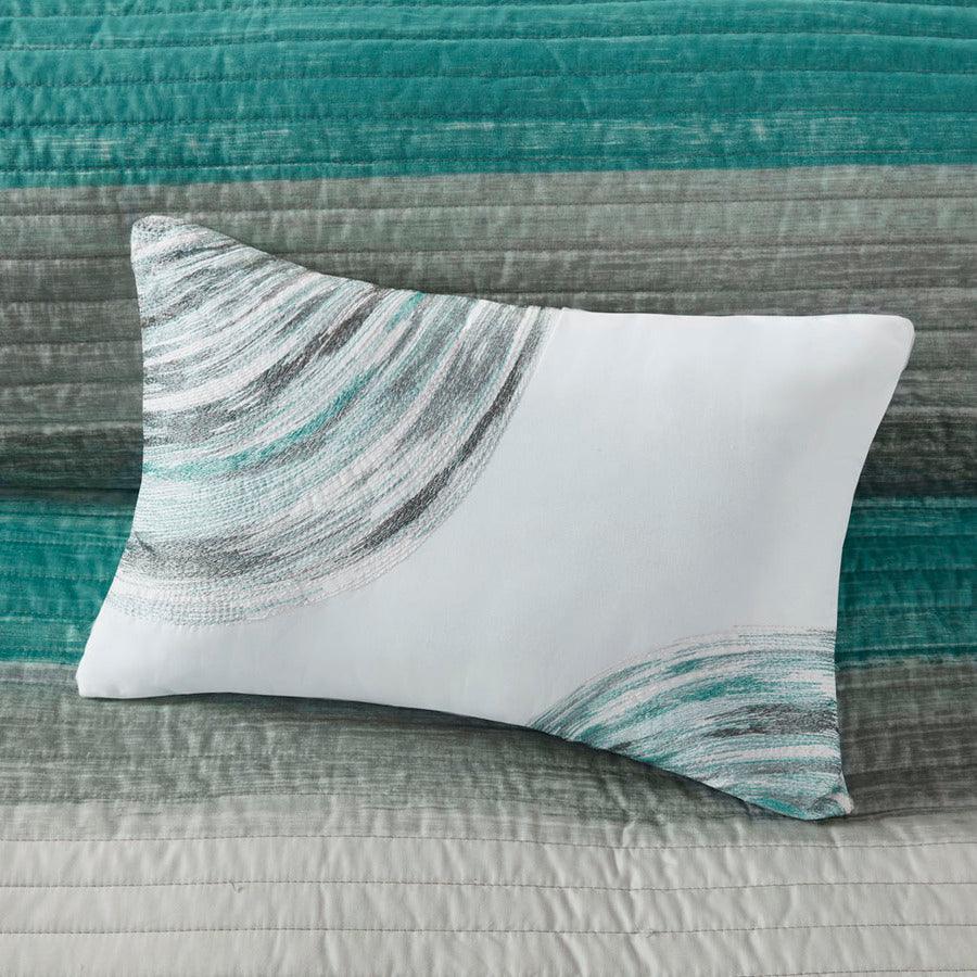 Olliix.com Comforters & Blankets - Saben Transitional Complete Reversible Coverlet and Cotton Sheet Set Queen Aqua