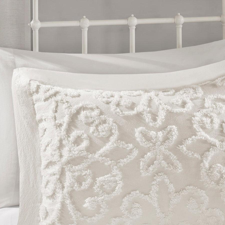 Olliix.com Comforters & Blankets - Sabrina Full/Queen 3 Piece Tufted Cotton Chenille Bedspread Set White