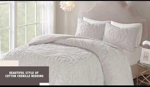 Olliix.com Comforters & Blankets - Sabrina Full/Queen 3 Piece Tufted Cotton Chenille Bedspread Set White