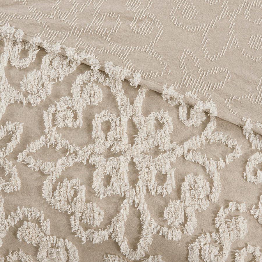 Olliix.com Comforters & Blankets - Sabrina King/California King 3 Piece Tufted Cotton Chenille Bedspread Set Taupe
