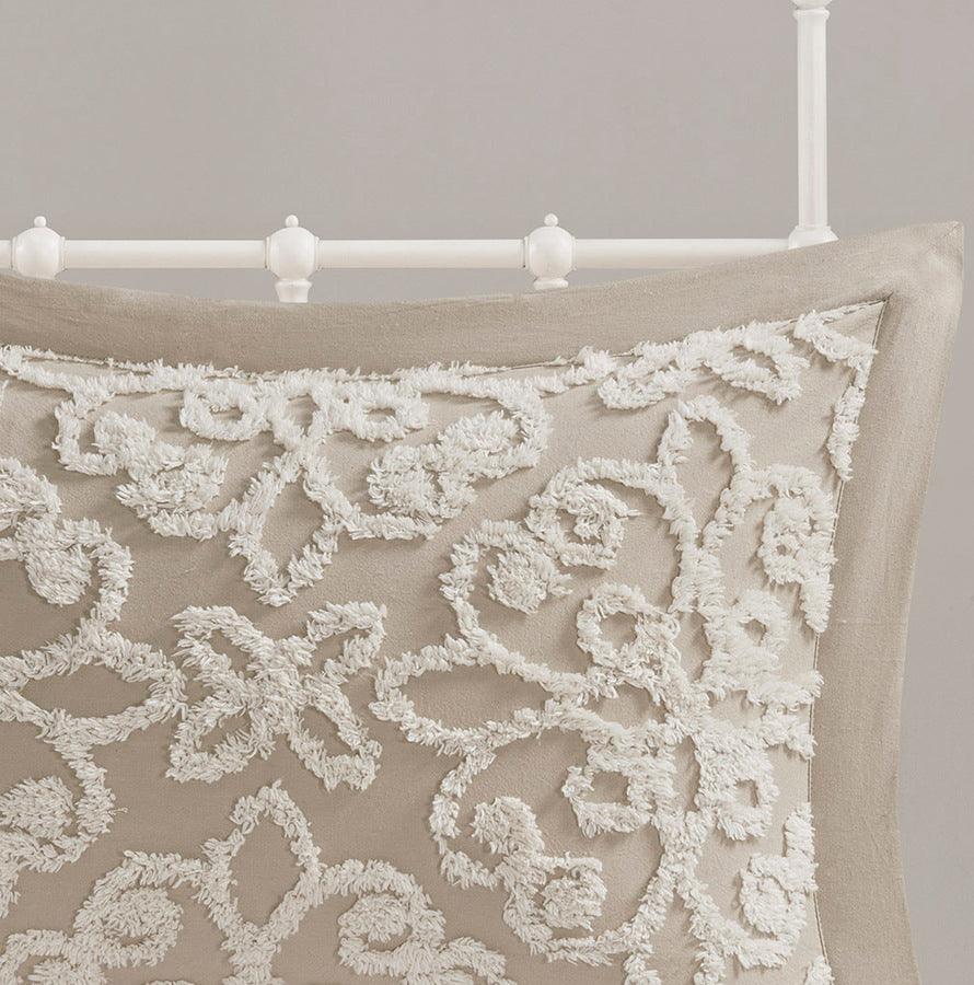 Olliix.com Comforters & Blankets - Sabrina King/California King 3 Piece Tufted Cotton Chenille Bedspread Set Taupe