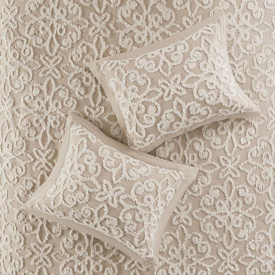 Olliix.com Comforters & Blankets - Sabrina King/California King 3 Piece Tufted Cotton Chenille Bedspread Set Taupe