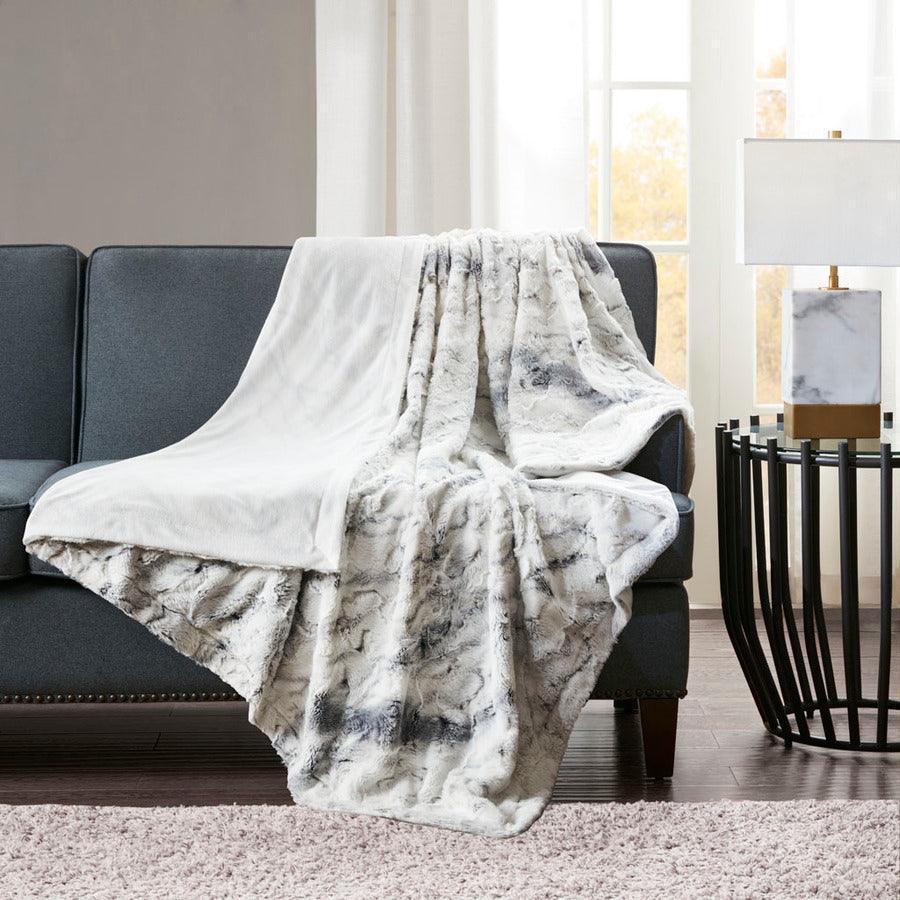 Olliix.com Pillows & Throws - Sachi Modern/Contemporary Oversized Faux Fur Throw 60"W x 70"L Gray