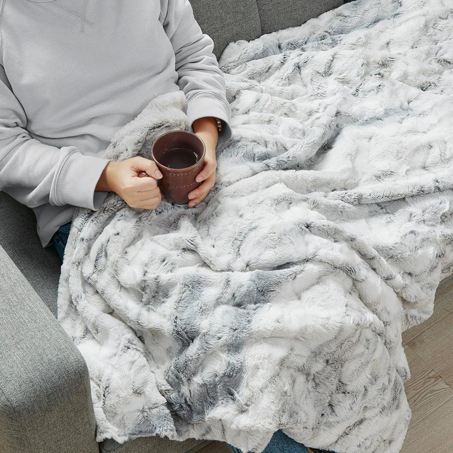 Olliix.com Pillows & Throws - Sachi Modern/Contemporary Oversized Faux Fur Throw 60"W x 70"L Gray