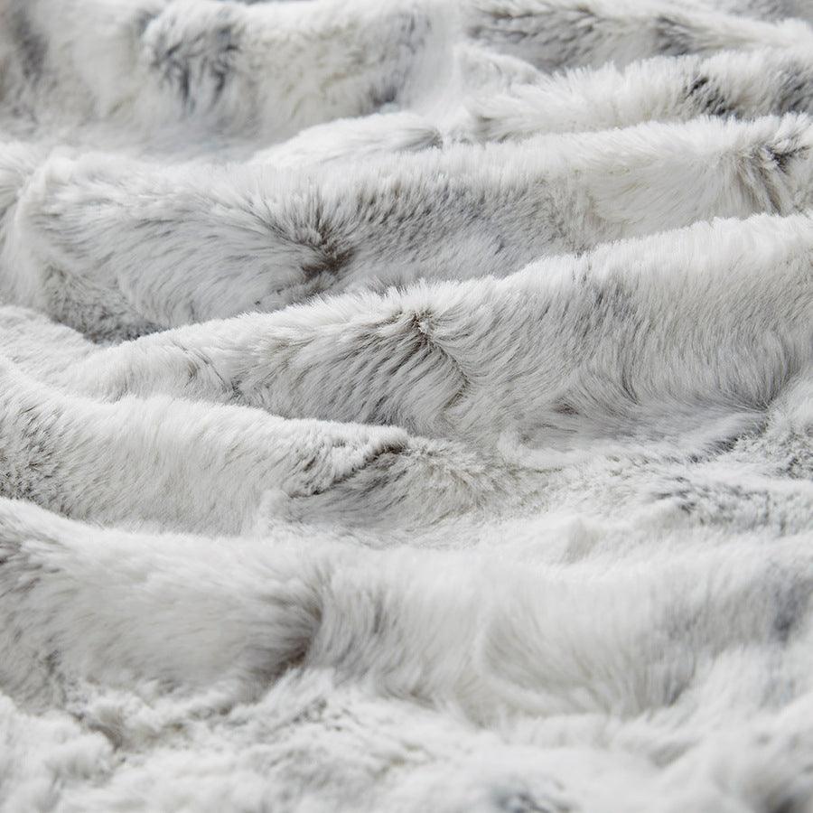 Olliix.com Pillows & Throws - Sachi Modern/Contemporary Oversized Faux Fur Throw 60"W x 70"L Gray